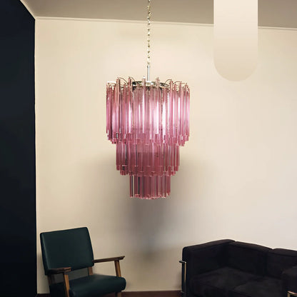 Murano Triedri Prisms Pink Chandelier - Nuvé