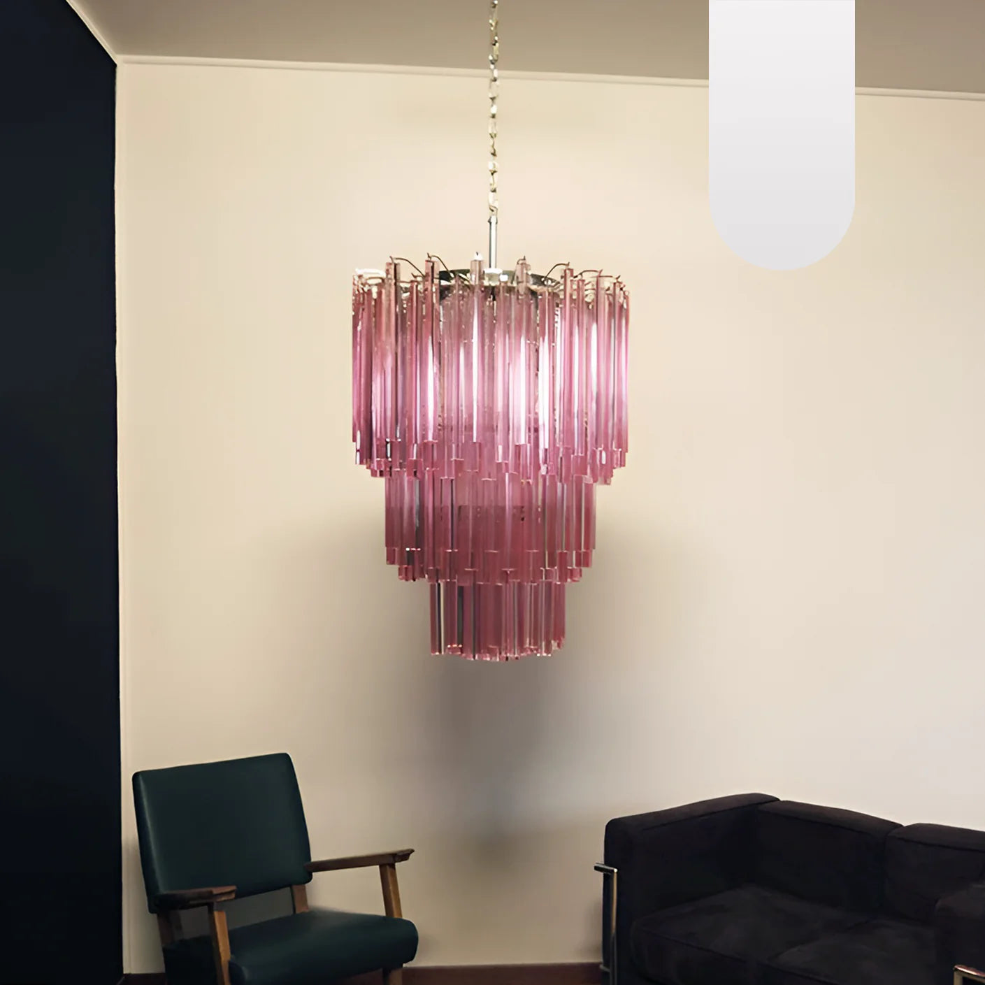 Murano Triedri Prisms Pink Chandelier - Nuvé