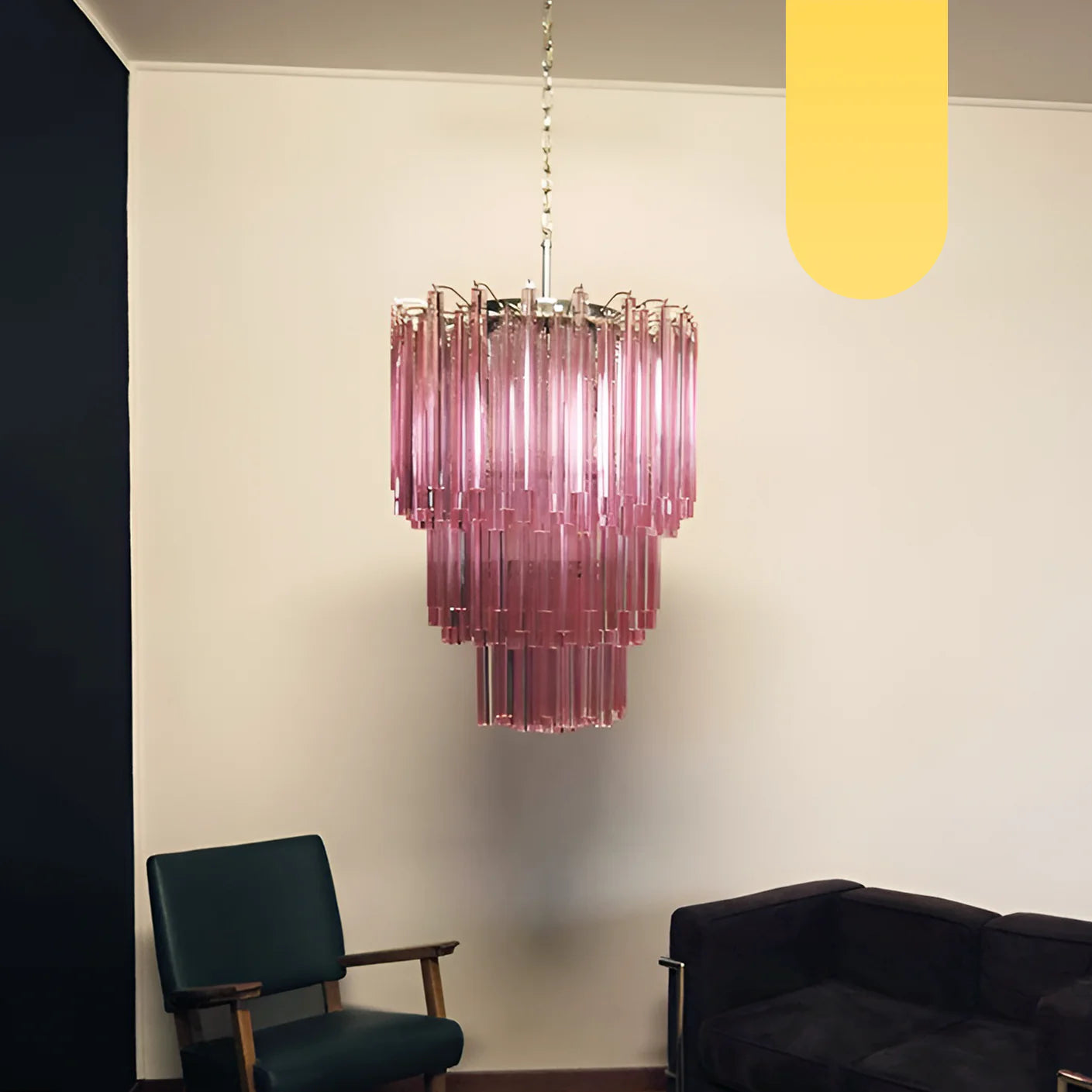 Murano Triedri Prisms Pink Chandelier - Nuvé