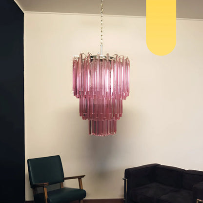 Murano Triedri Prisms Pink Chandelier - Nuvé