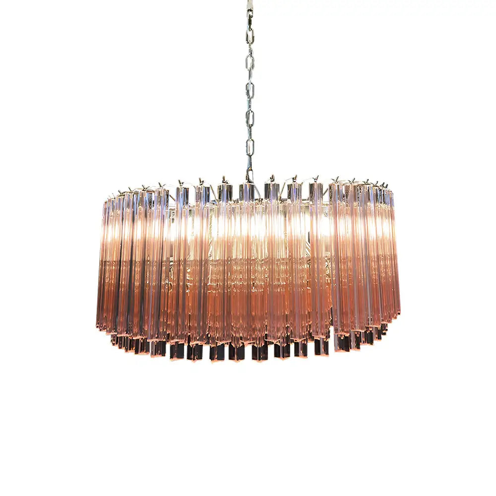 Murano Triedri Round Prisms Pink Chandelier - Nuvé