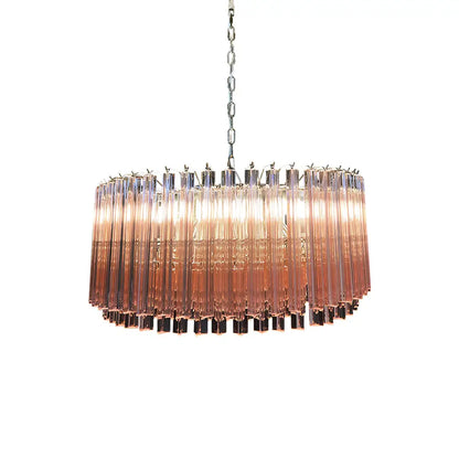Murano Triedri Round Prisms Pink Chandelier - Nuvé