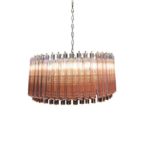 Murano Triedri Round Prisms Pink Chandelier - Nuvé