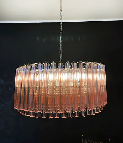 Murano Triedri Round Prisms Pink Chandelier - Nuvé