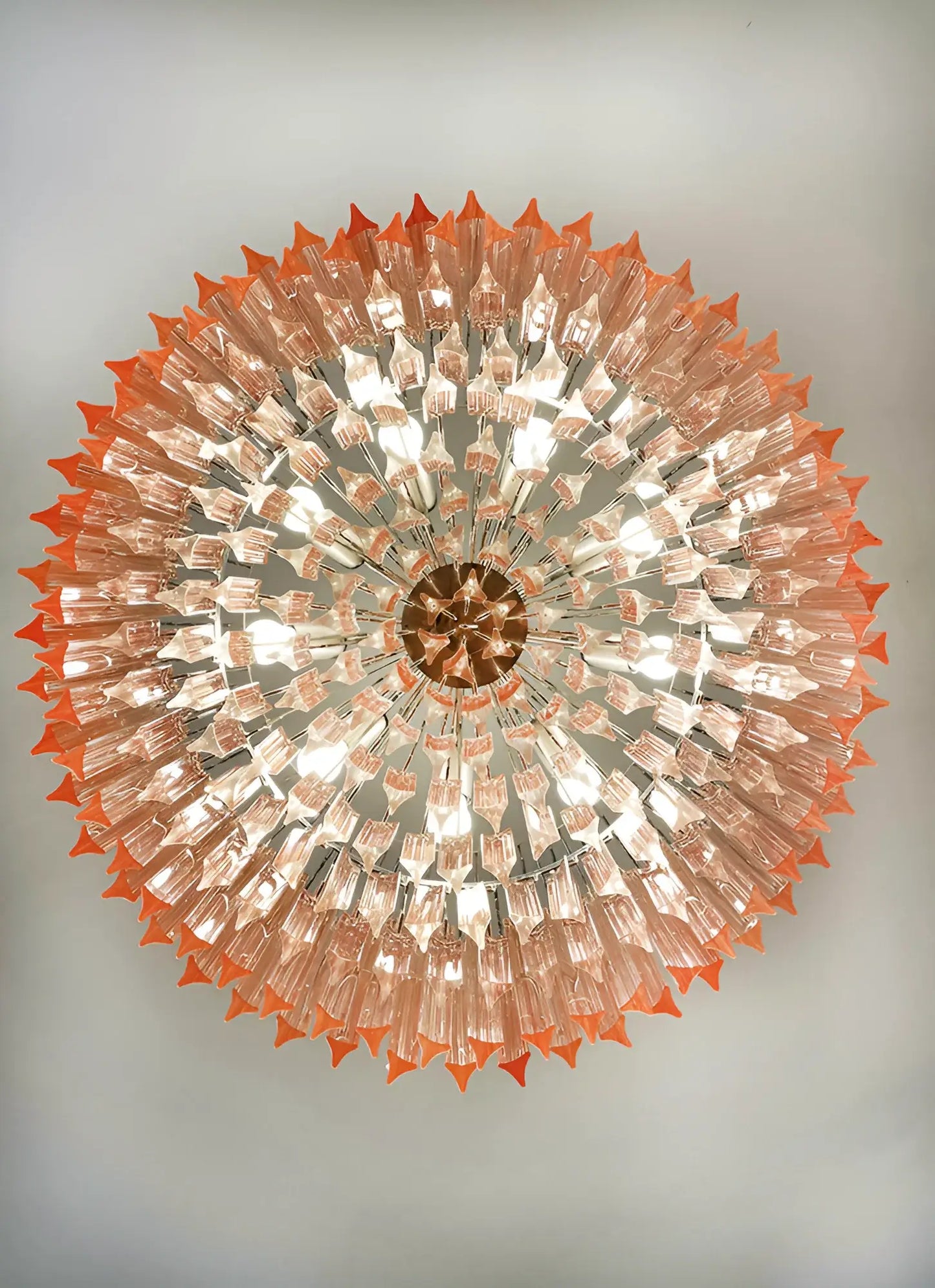 Murano Triedri Round Prisms Pink Chandelier - Nuvé