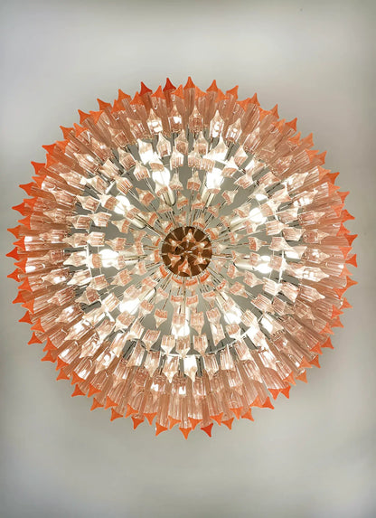Murano Triedri Round Prisms Pink Chandelier - Nuvé