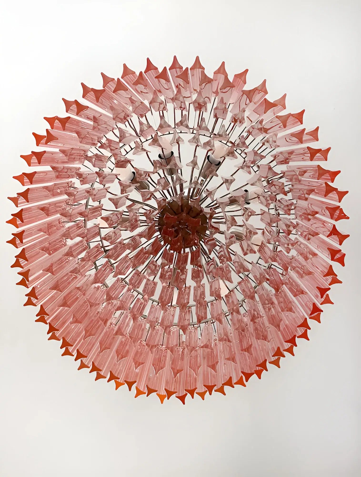 Murano Triedri Round Prisms Pink Chandelier - Nuvé