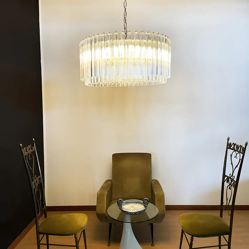 Murano Round Prisms Transparent Chandelier - Nuvé