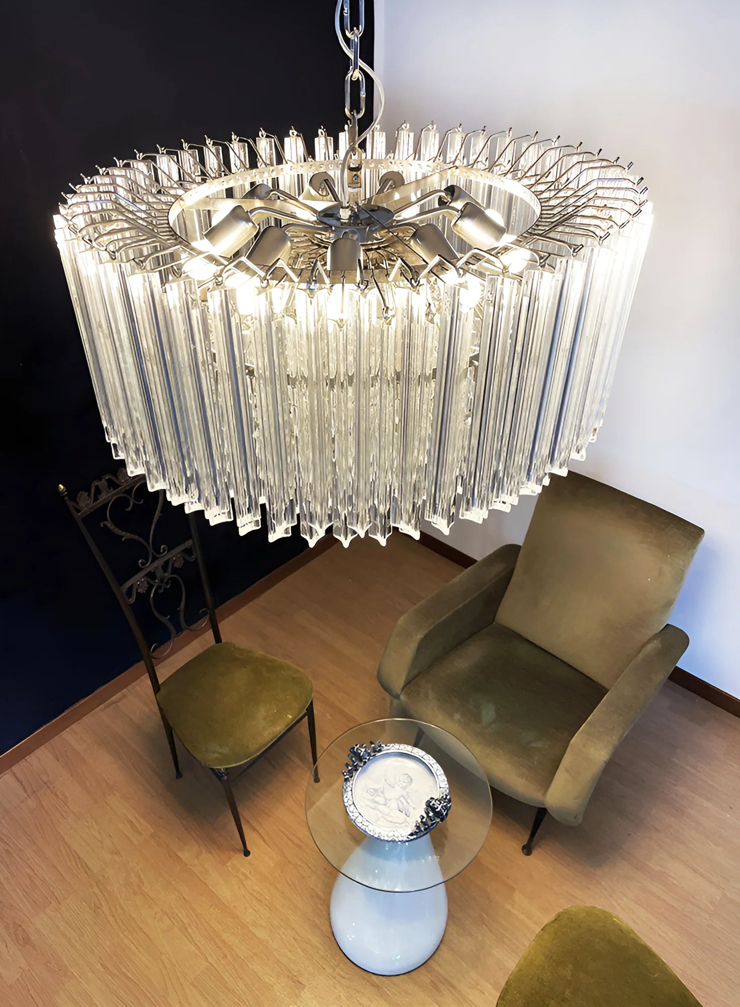 Murano Round Prisms Transparent Chandelier - Nuvé
