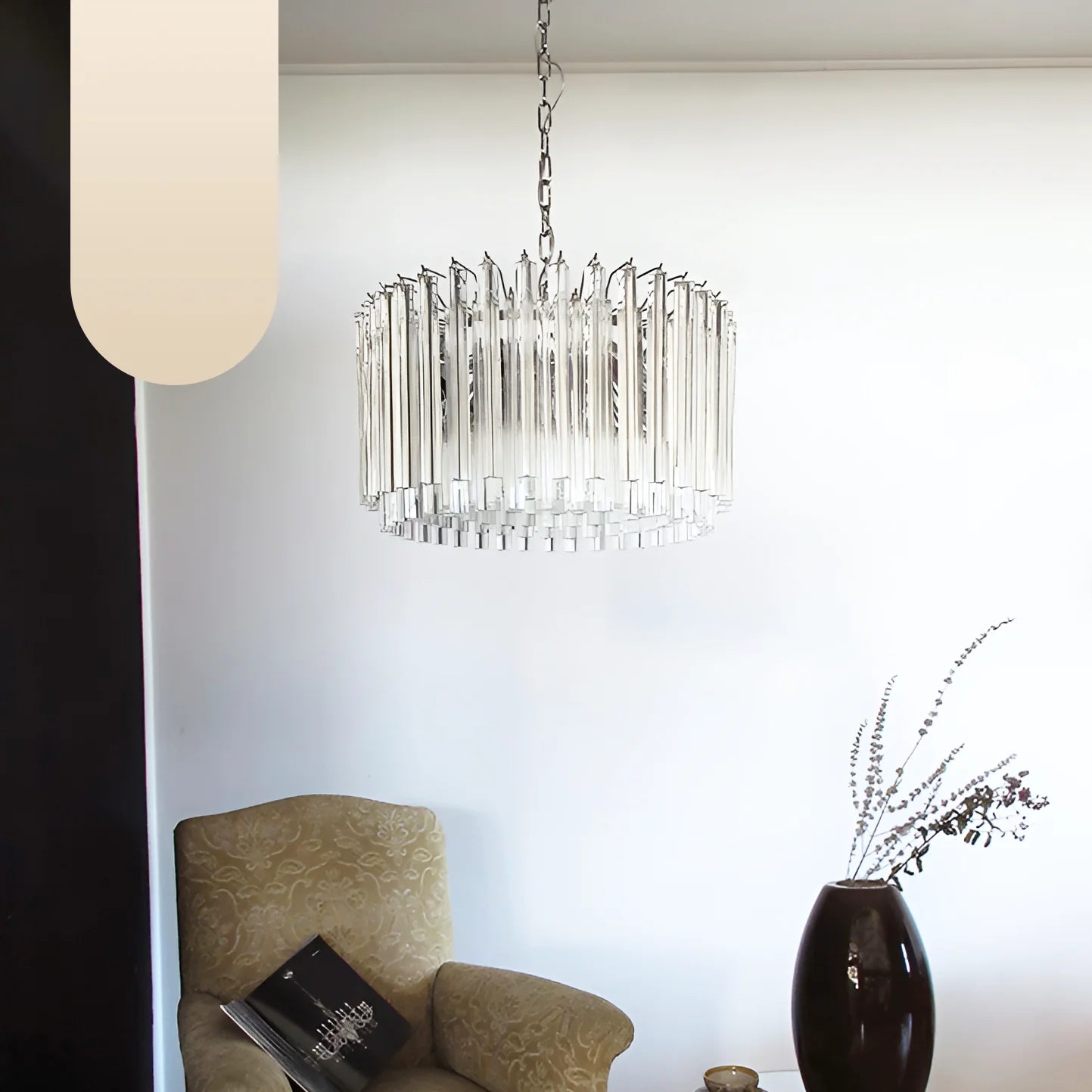 Murano Round Prisms Transparent Chandelier - Nuvé