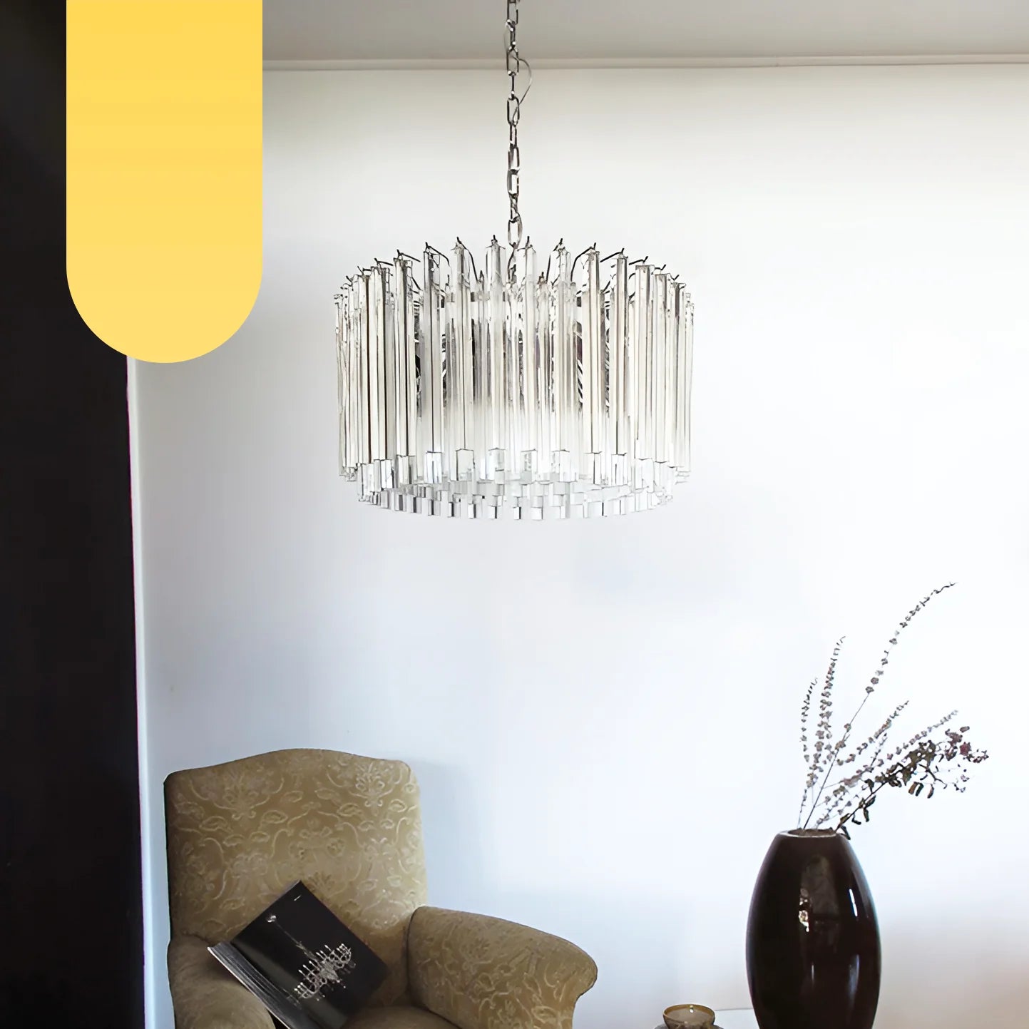 Murano Round Prisms Transparent Chandelier - Nuvé