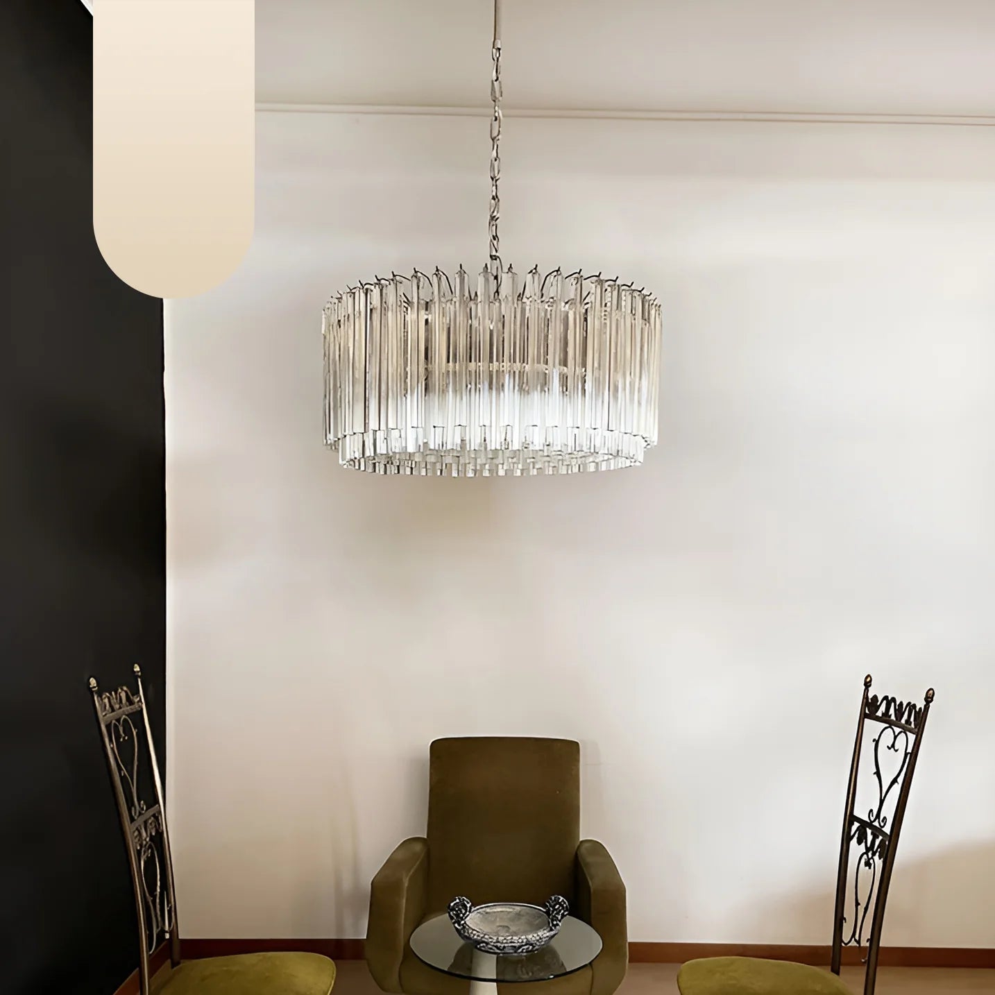 Murano Round Prisms Transparent Chandelier - Nuvé