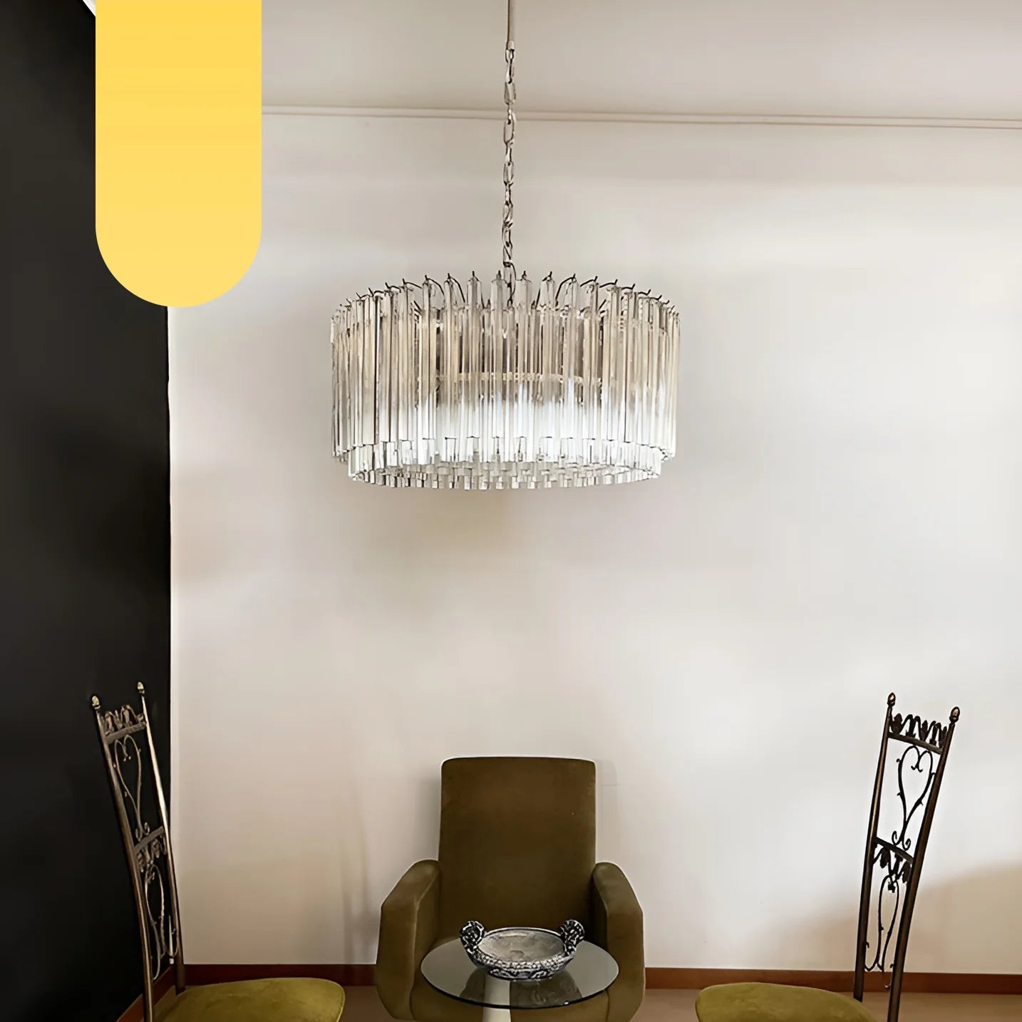 Murano Round Prisms Transparent Chandelier - Nuvé