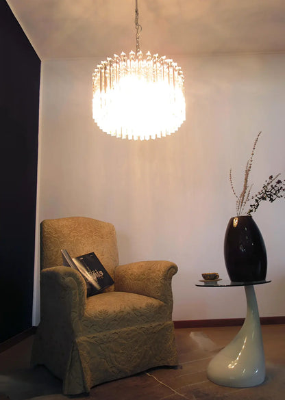 Murano Round Prisms Transparent Chandelier - Nuvé