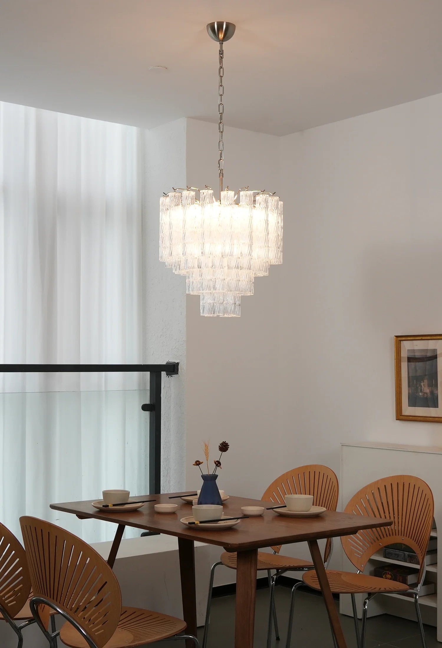 Murano Wave Glass Tube Chandelier - Nuvé