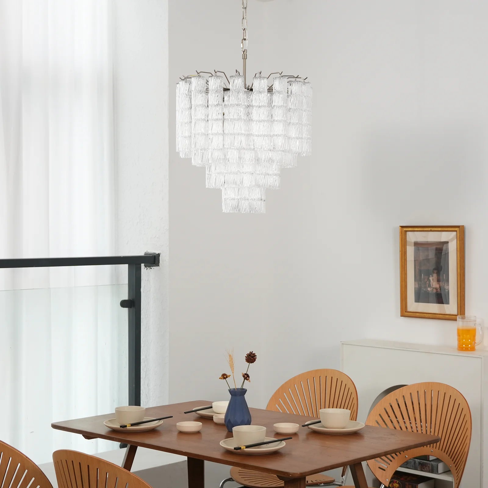 Murano Wave Glass Tube Chandelier - Nuvé