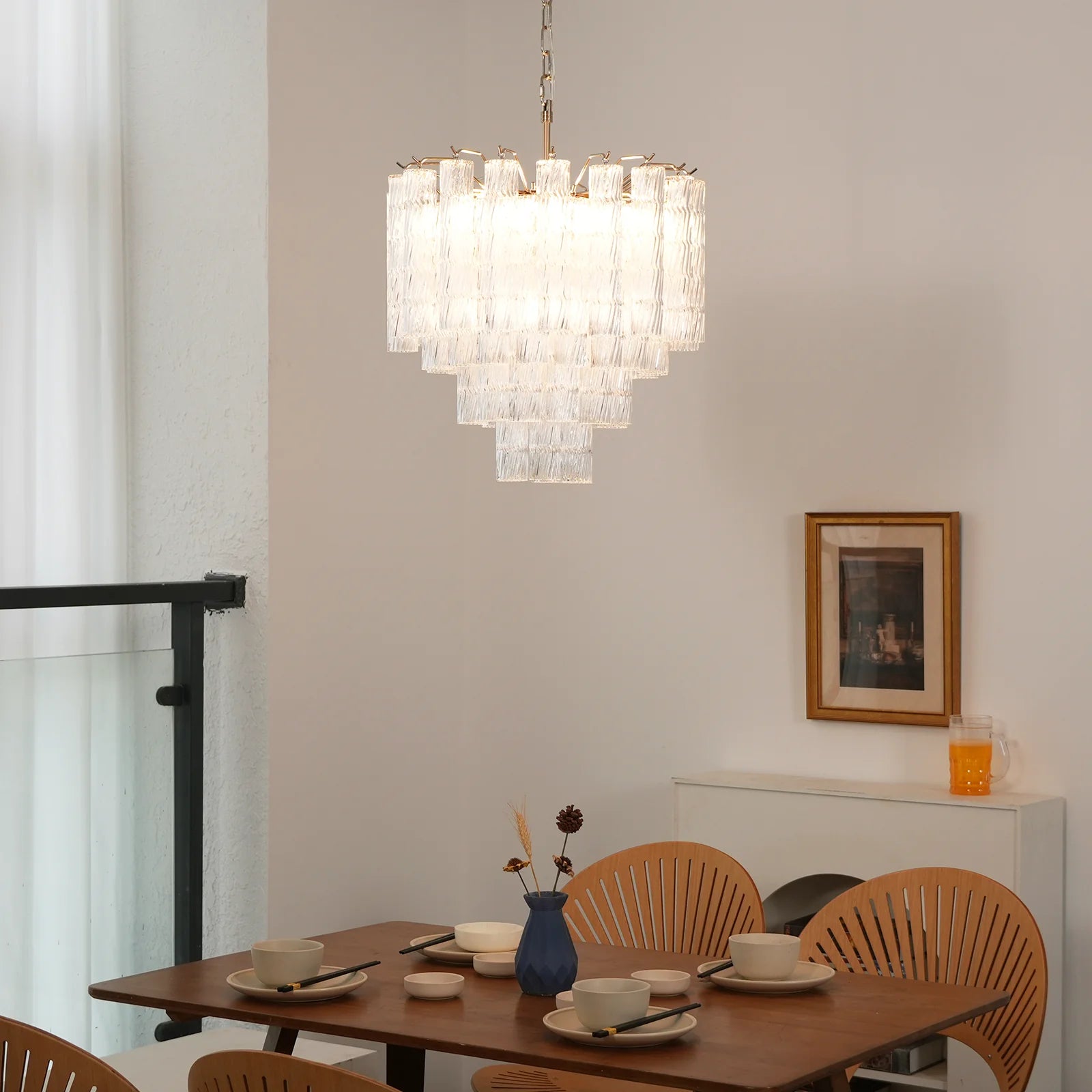 Murano Wave Glass Tube Chandelier - Nuvé