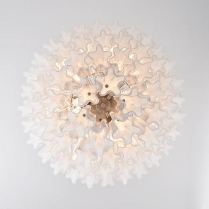 Murano white glass tubes chandelier by Korewolamp, featuring elegant glass tubes arranged in a modern chandelier design.