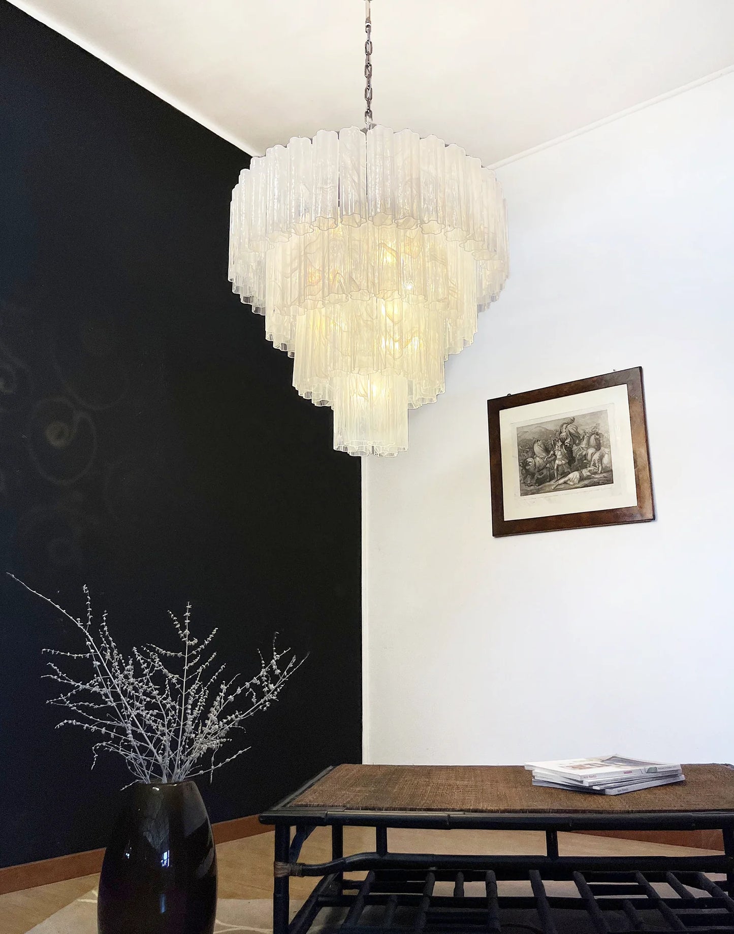 Murano White Glass Tubes Chandelier - Nuvé