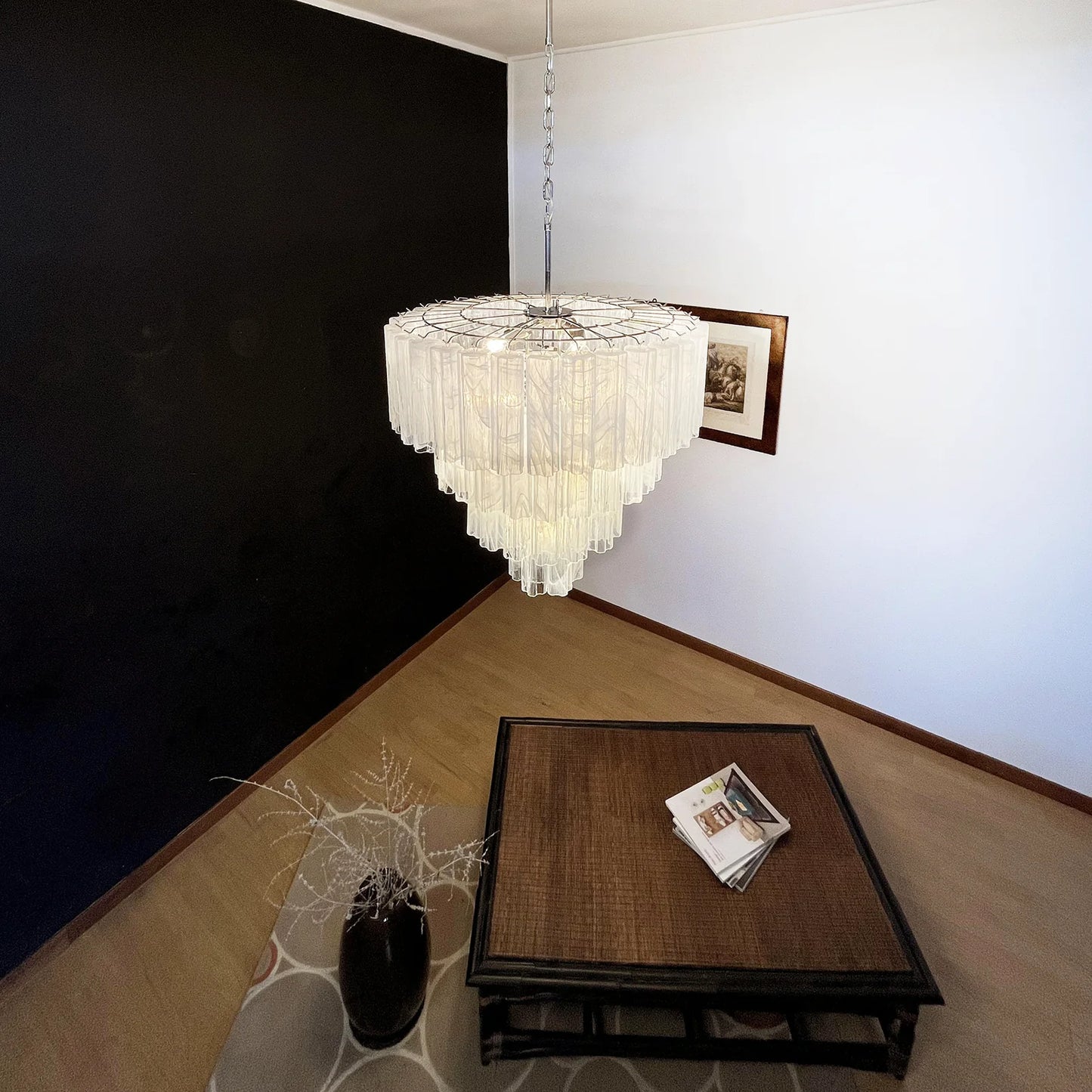 Murano White Glass Tubes Chandelier - Nuvé