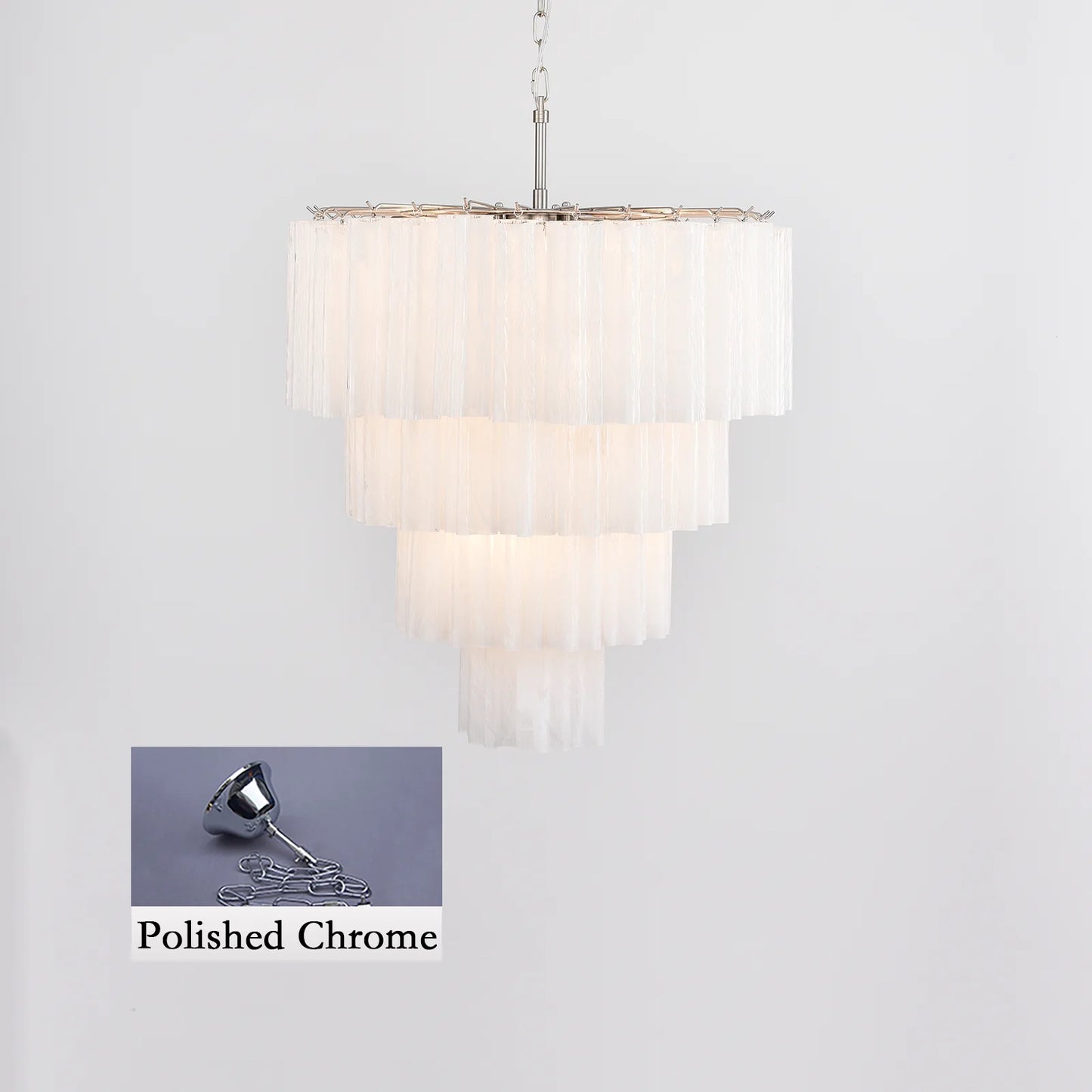 Murano white glass tubes chandelier by korewolamp, showcasing elegant glass design and modern lighting fixture.