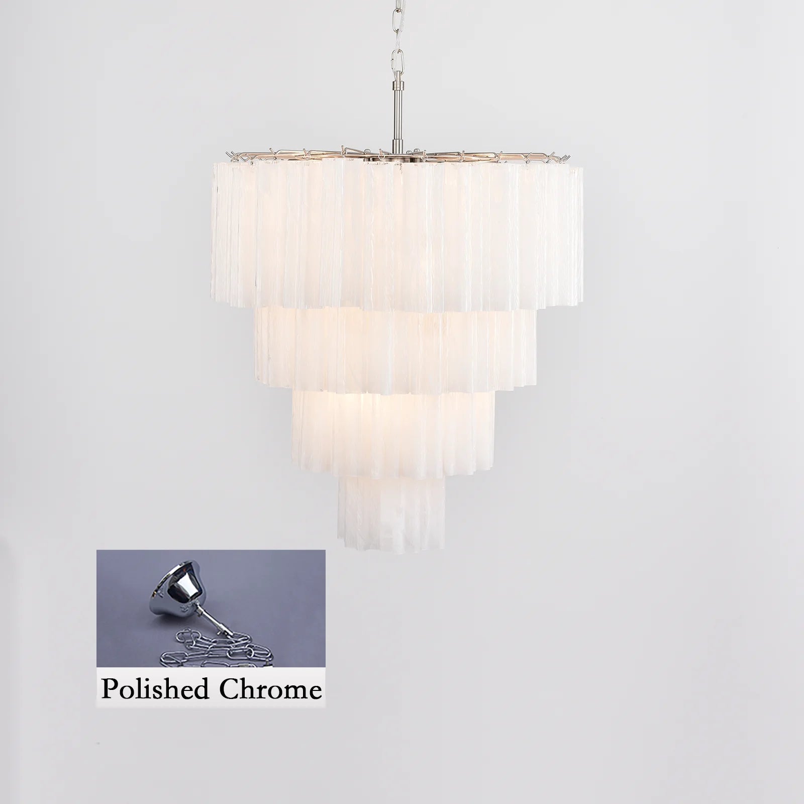 Murano white glass tubes chandelier by korewolamp, showcasing elegant glass design and modern lighting fixture.