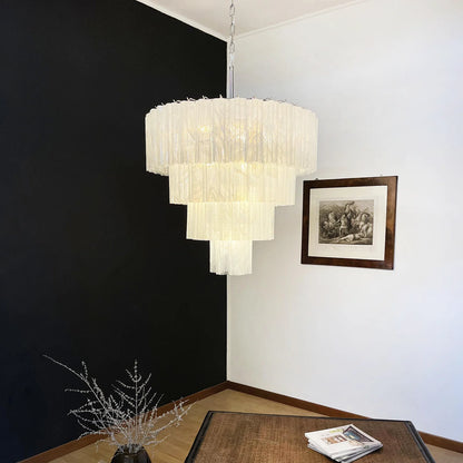 Murano White Glass Tubes Chandelier - Nuvé