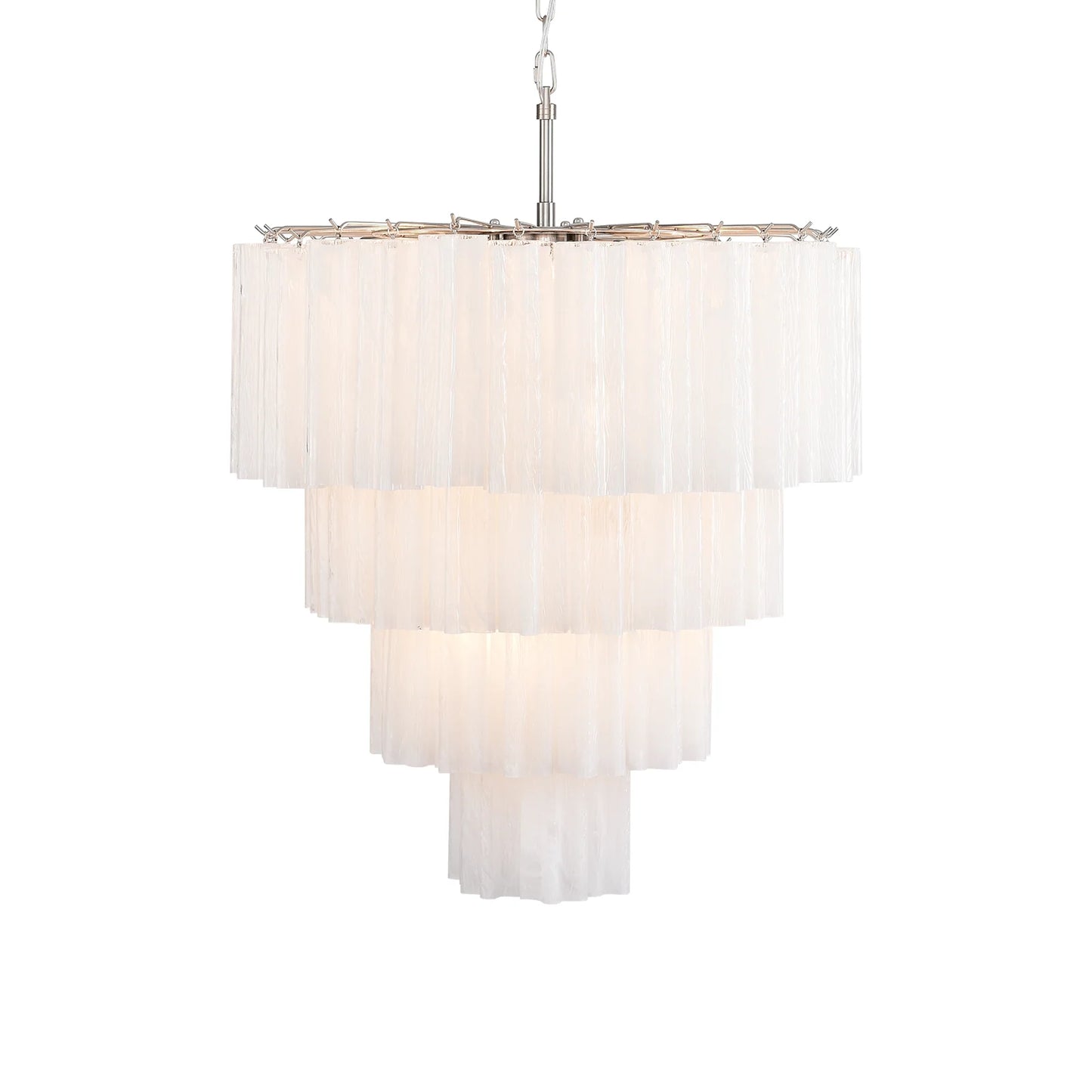 Murano white glass tubes chandelier by korewolamp, featuring elegant glass tubes and a modern lighting design.