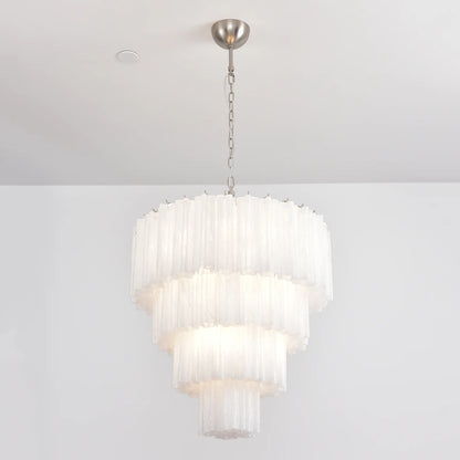 Murano white glass tubes chandelier by korewolamp featuring elegant glass tubes and a modern chandelier design.