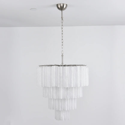 Murano white glass tubes chandelier by korewolamp, featuring elegant hanging glass tubes in a modern lighting design.
