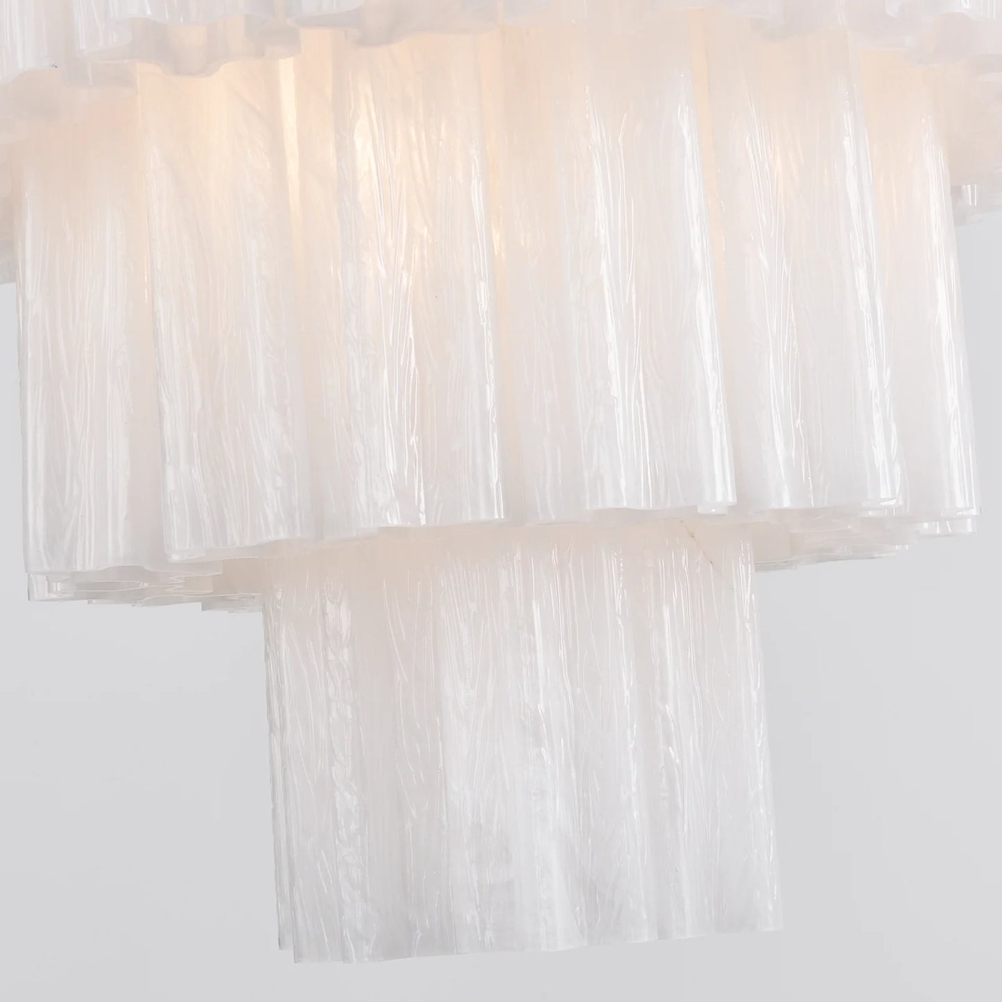 Murano white glass tubes chandelier by Korewolamp hanging with multiple glass tubes and elegant design.