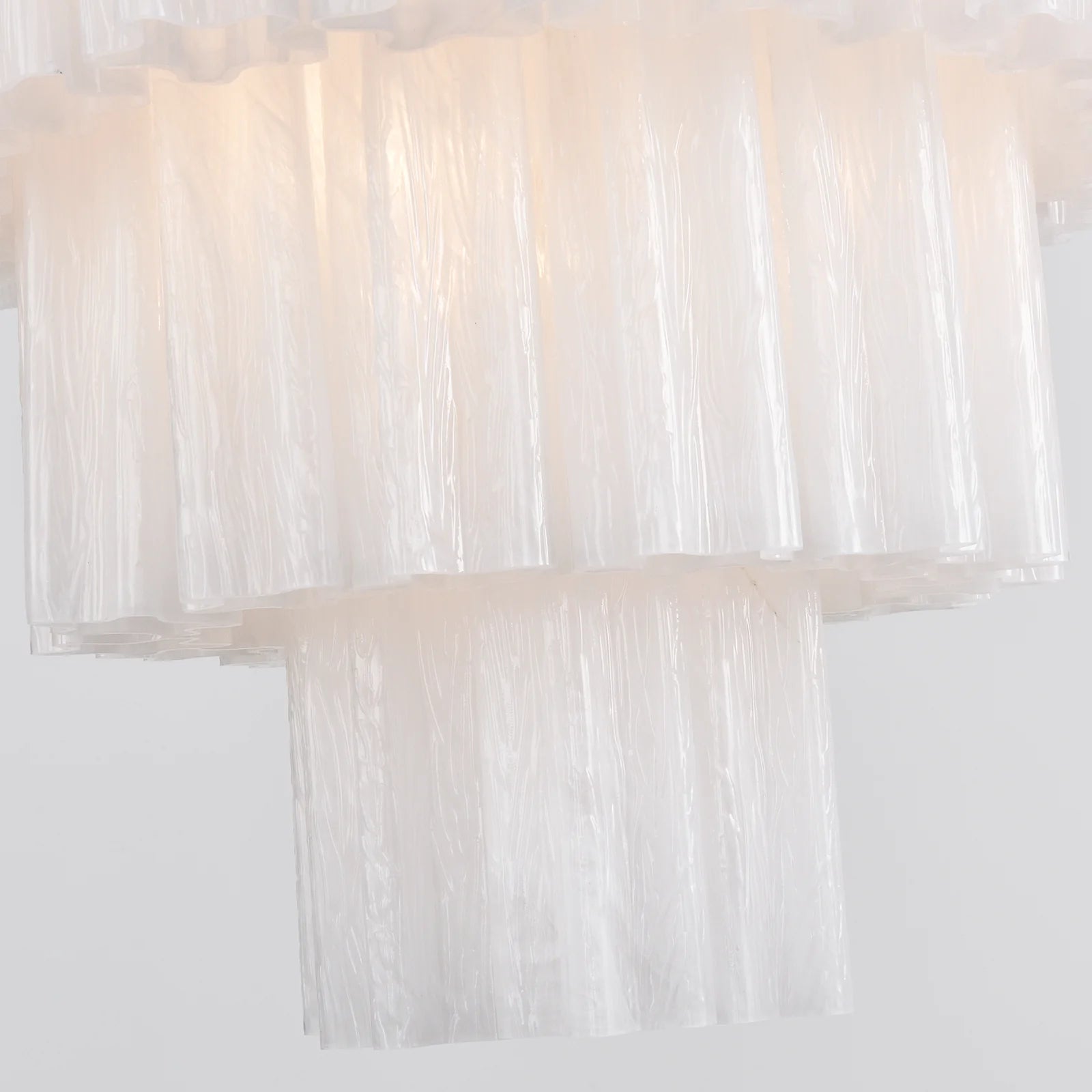 Murano white glass tubes chandelier by Korewolamp hanging with multiple glass tubes and elegant design.