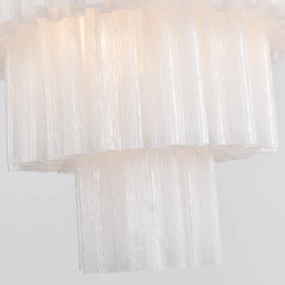 Murano white glass tubes chandelier by Korewolamp hanging with multiple glass tubes and elegant design.