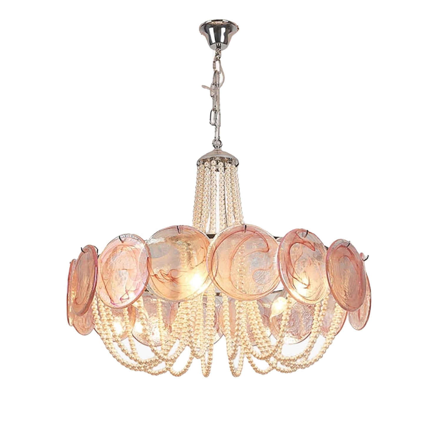 Murano Pink Disc Glass Chandelier - Nuvé