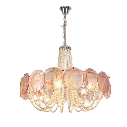 Murano Pink Disc Glass Chandelier - Nuvé
