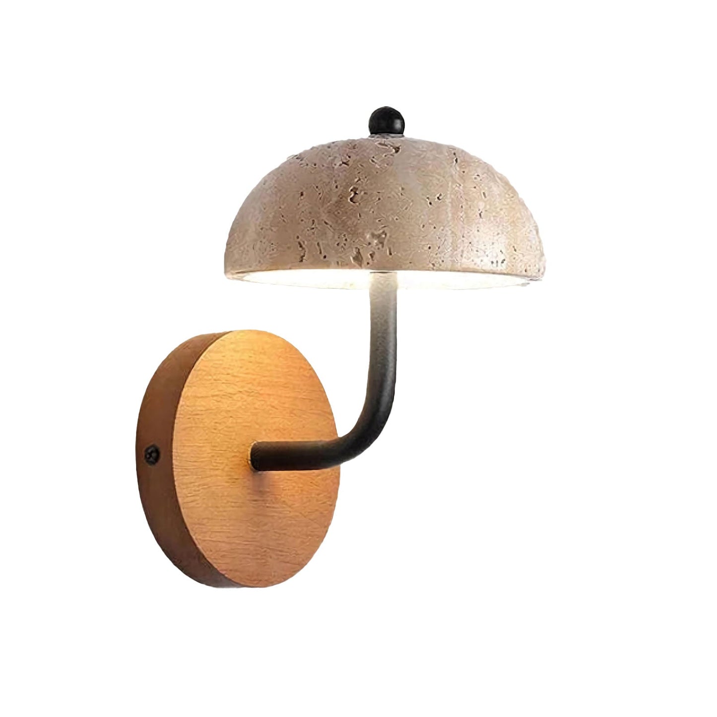 Natural stone mushroom-shaped wall lamp by Korewolamp, featuring LED lighting and a textured stone finish for indoor or outdoor use.