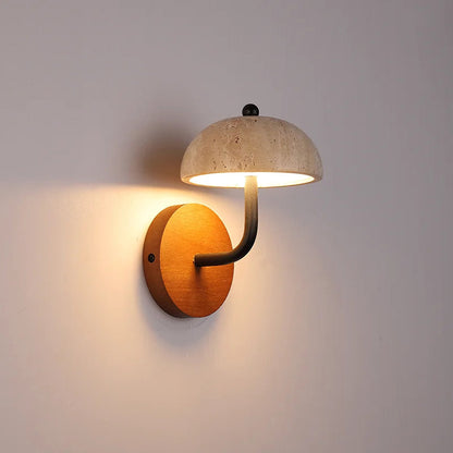 Natural stone mushroom wall lamp by korewolamp featuring a textured stone finish and integrated LED lighting.