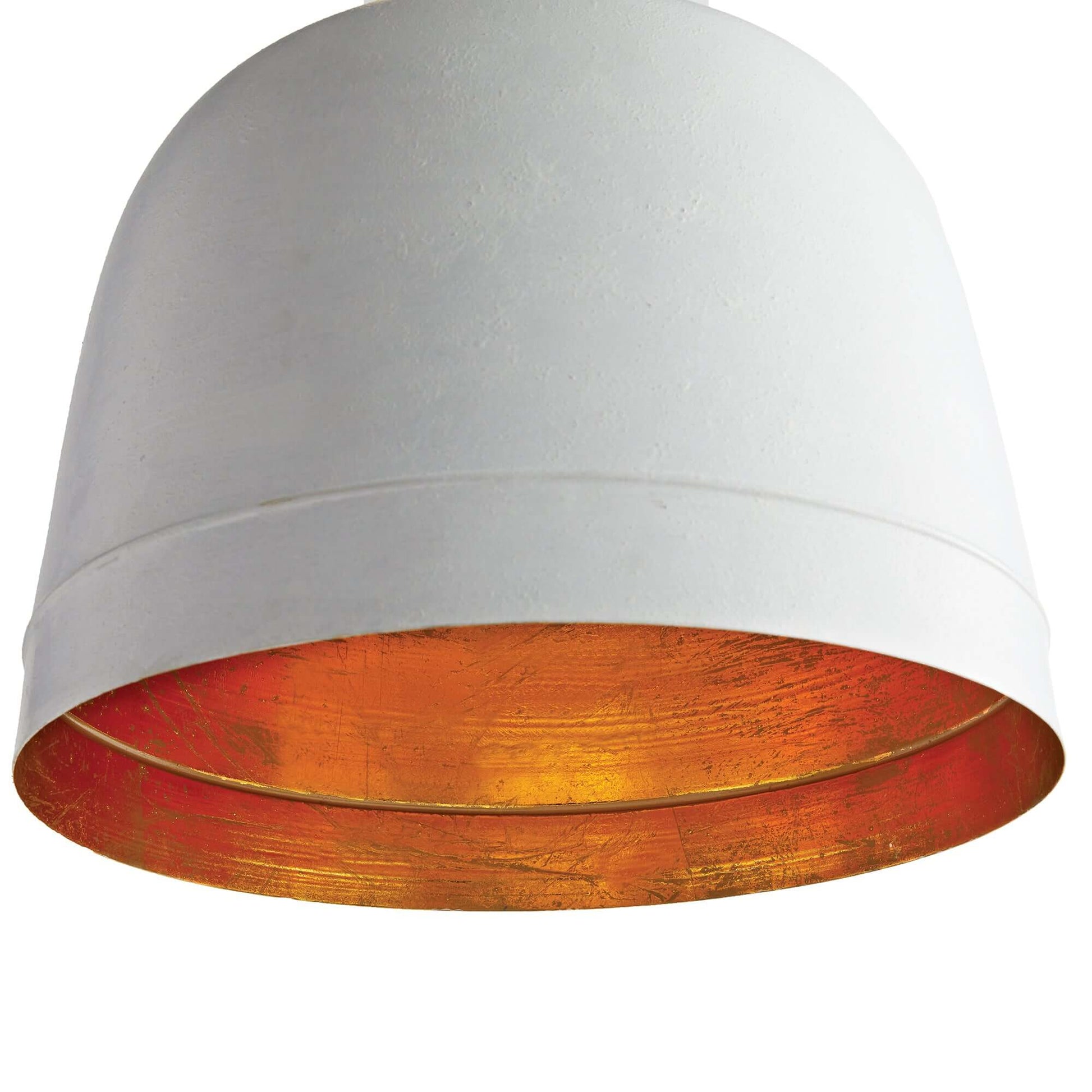 White Farmhouse Dome Pendant Light with Gold Interior - Nuvé