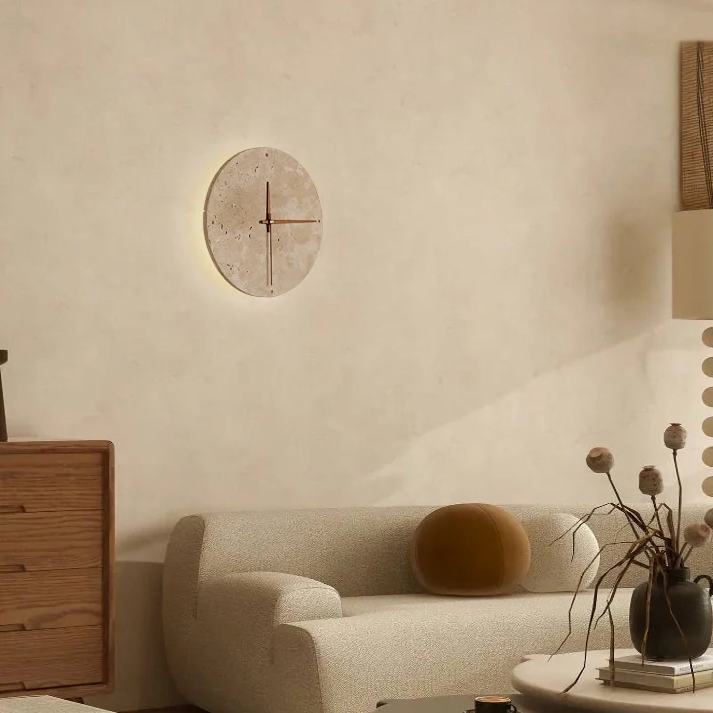 Natural Stone Clock Wall Lamp - Nuvé