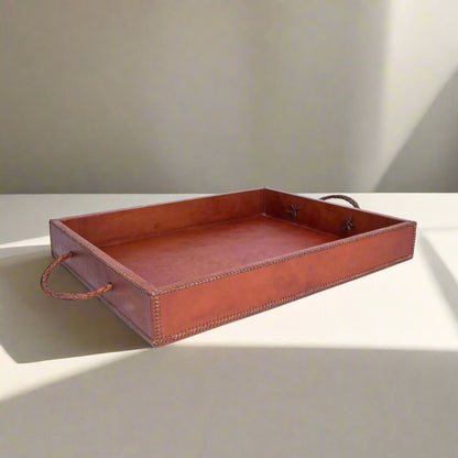 Comer | Large Rectangle Ottoman Tray with Embroidered Handles - Nuvé