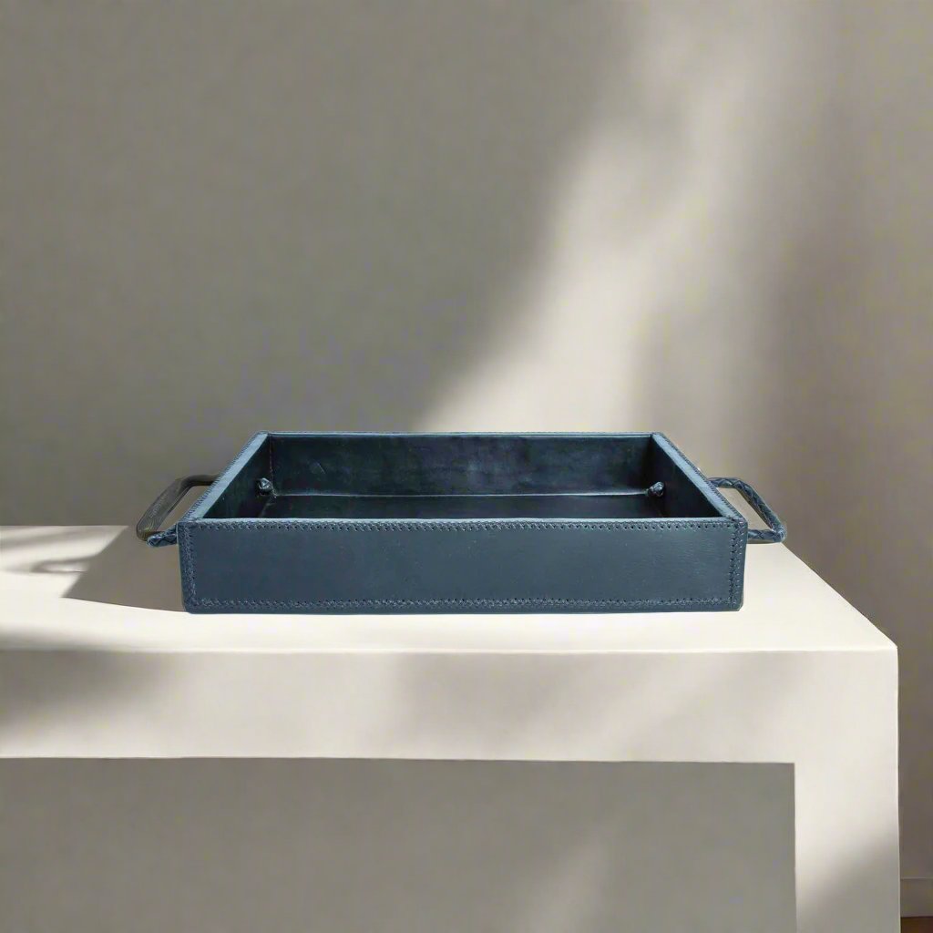 Mesa | Rectangle Ottoman Tray with Embroidered Handles - Nuvé
