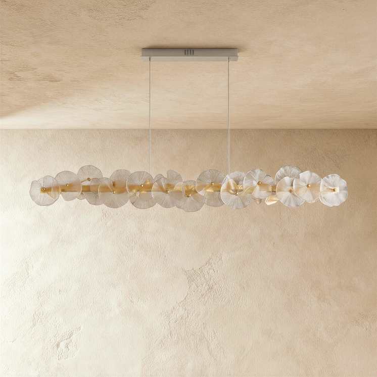 Nexorva Chandelier by Residence Supply with a sleek linear design and lights turned off, showcasing modern ceiling lighting.