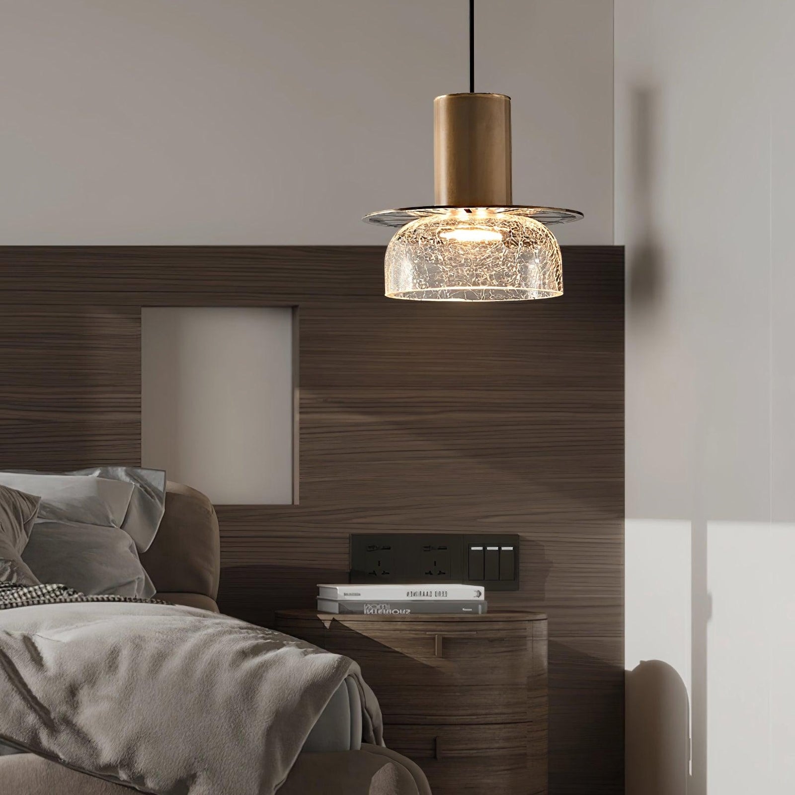 Nordic Gold Crackle Glass Pendant Light - Nuvé