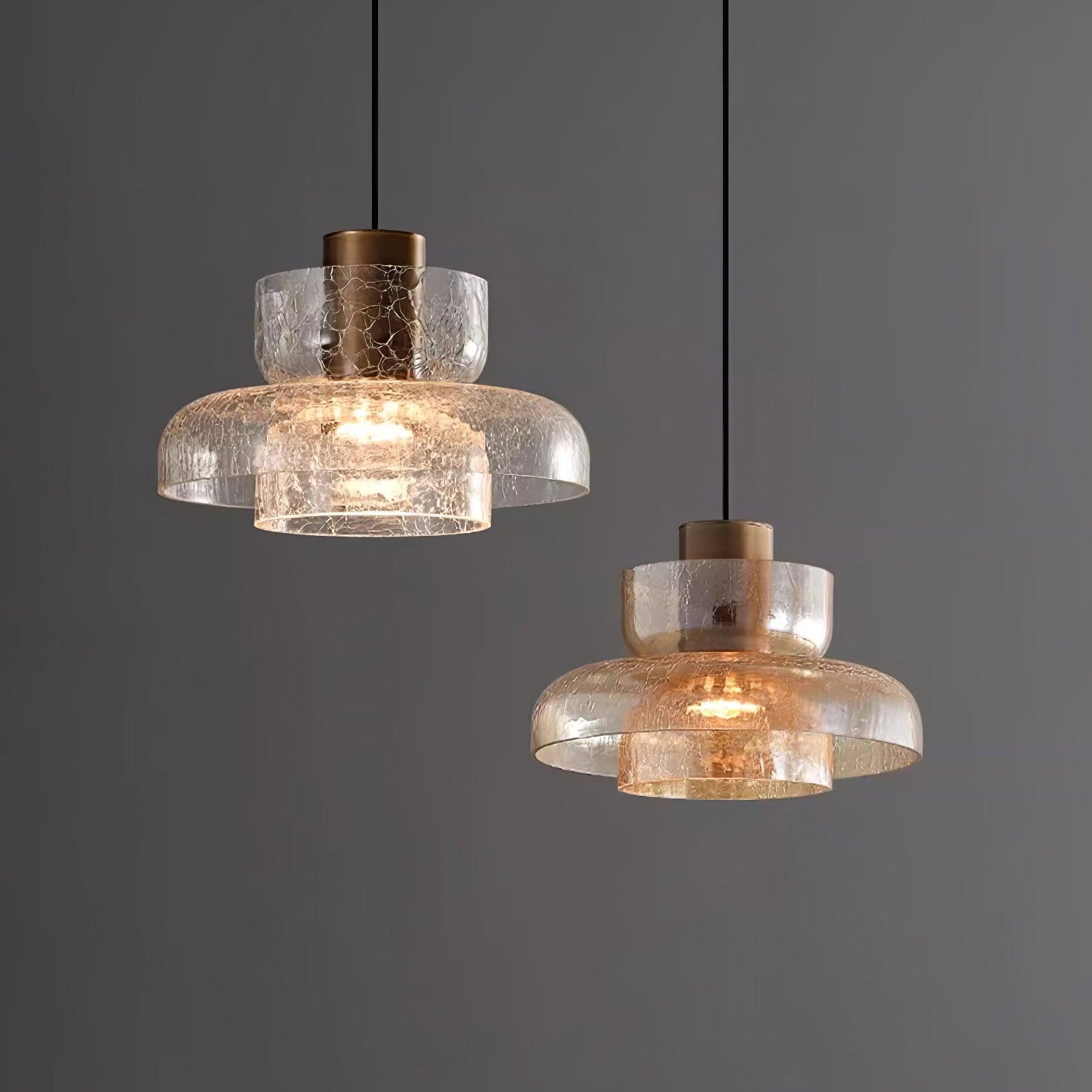 Nordic Gold Crackle Glass Pendant Light - Nuvé