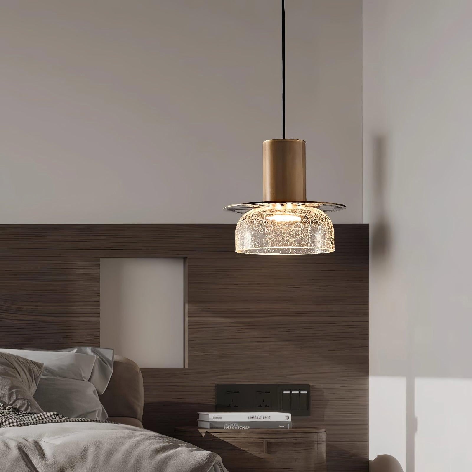 Nordic Gold Crackle Glass Pendant Light - Nuvé