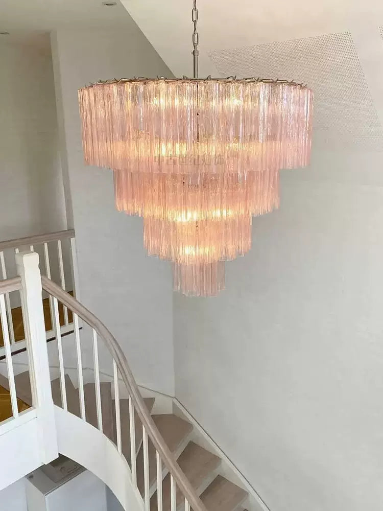 Vintage Murano Pink Glass Chandelier - Nuvé