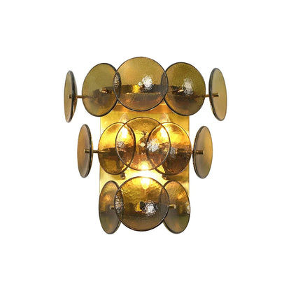 Olive Green Disc Glass Wall Lamp