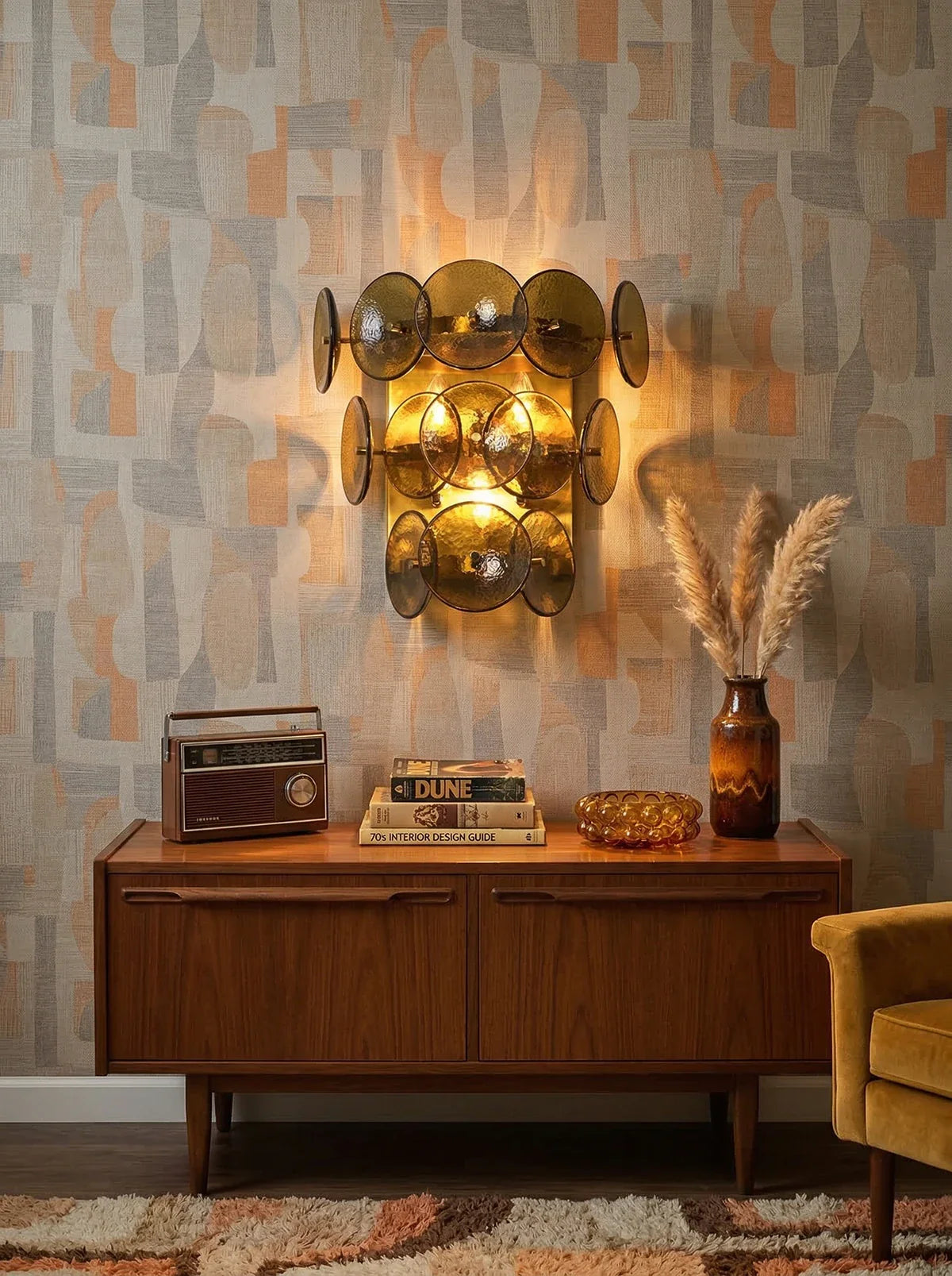 Olive Green Disc Glass Wall Lamp