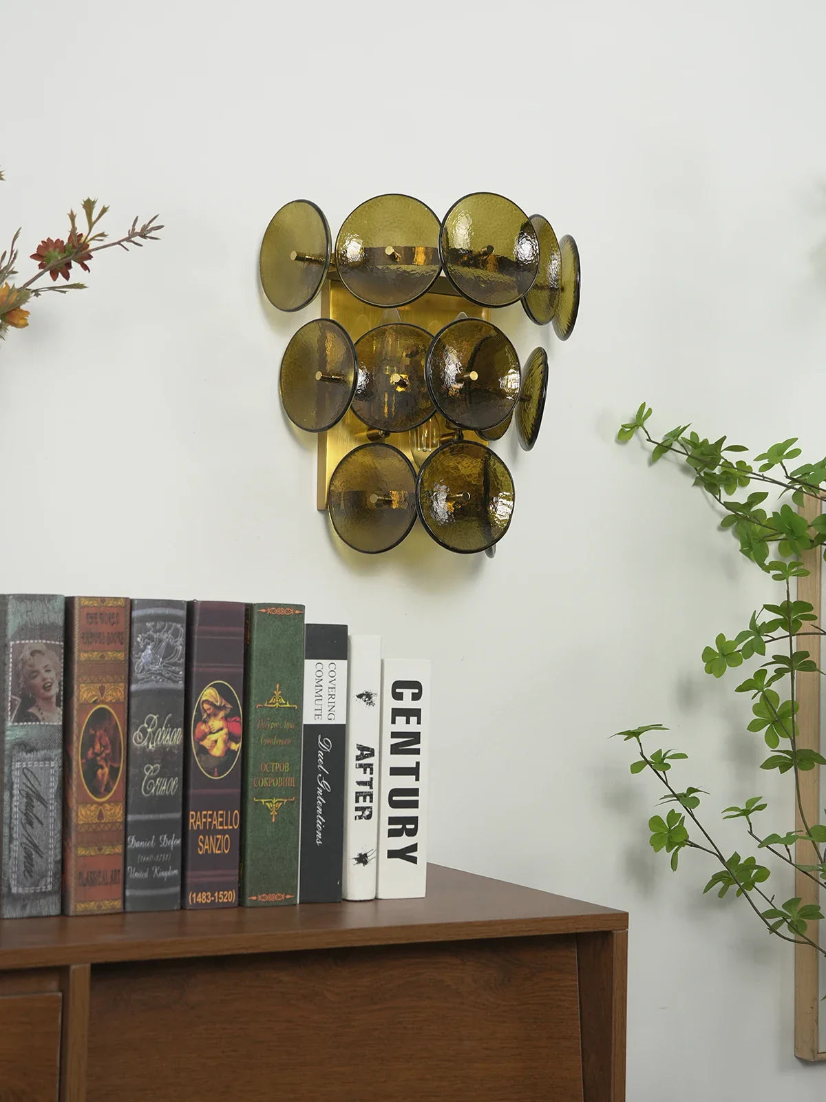 Olive Green Disc Glass Wall Lamp