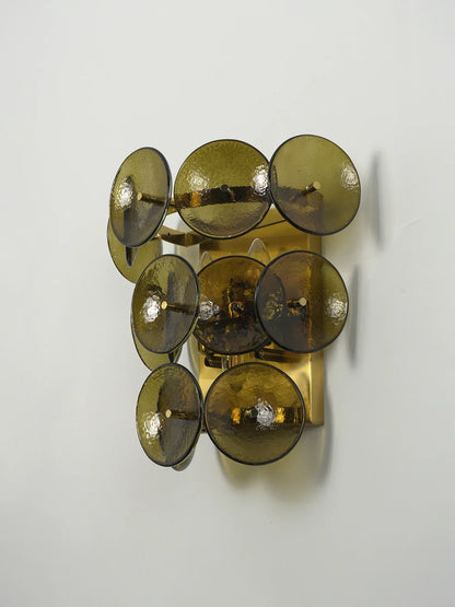 Olive Green Disc Glass Wall Lamp